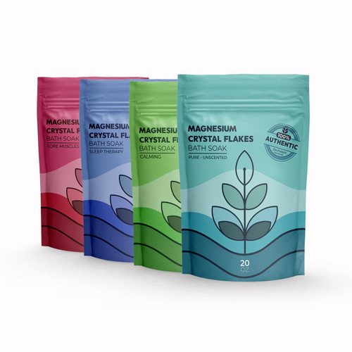 Magnesium Crystal Flakes Bath Soak Set - 4 Pack – Bath Salt Soak by Midwest Sea Salt Company