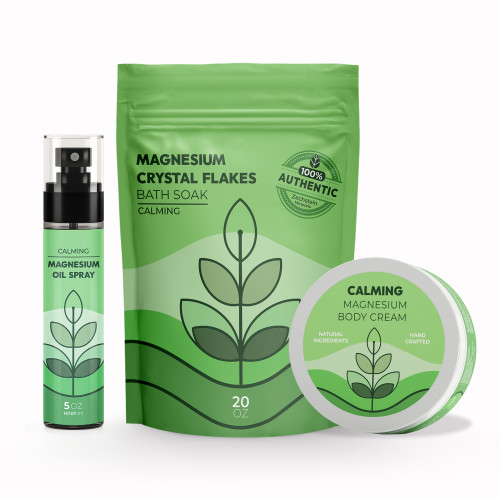Magnesium Relaxation Flakes, Oil & Body Cream Trio - Calming