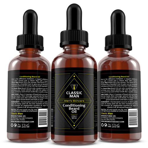 Classic Man Moisturizing Beard Oil - 2oz – Private Label Skincare (Additional Image) by Midwest Sea Salt Company