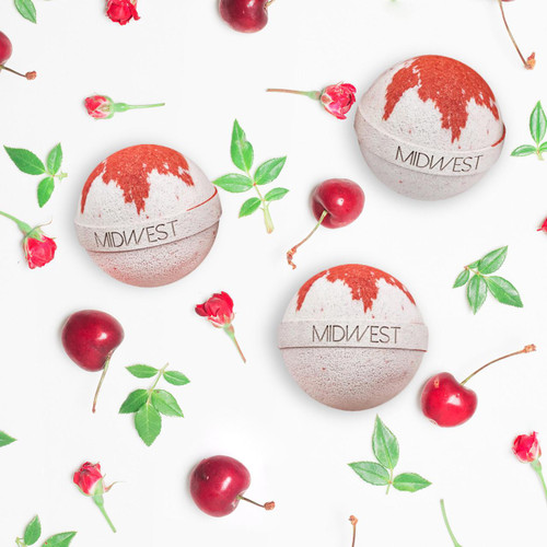 Cherry Bomb Luxury Bath Bombs -Set of 10 -  Extra Large - 4.5oz – Bath & Bodycare (Additional Image) by Midwest Sea Salt Company