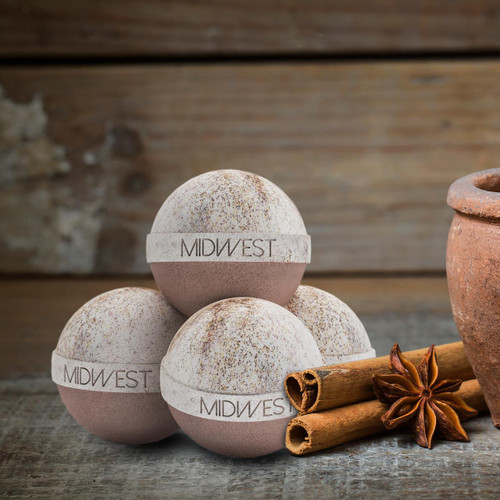 Buns of Cinnamon Luxury Bath Bombs -Set of 10 -  Extra Large - 4.5oz – Bath & Bodycare (Additional Image) by Midwest Sea Salt Company