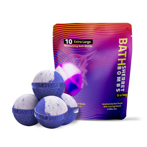 Grape Lip Smackers Luxury Bath Bombs -Set of 10 -  Extra Large - 4.5oz – Bath & Bodycare by Midwest Sea Salt Company