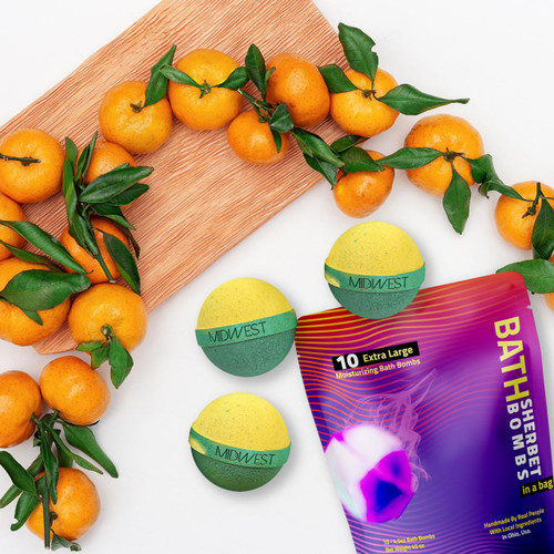 Grapefruit Tangerine Luxury Bath Bombs -Set of 10 -  Extra Large - 4.5oz – Bath & Bodycare (Additional Image) by Midwest Sea Salt Company