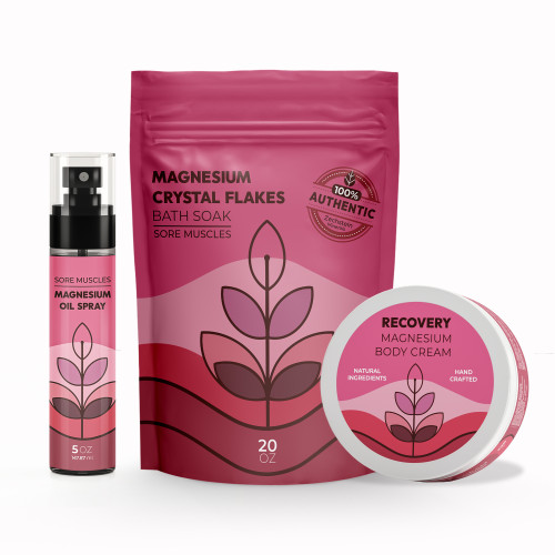 Magnesium Recovery Flakes, Oil & Body Cream Trio - Sore Muscles