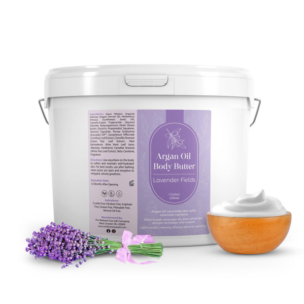 Lavender Fields Argan Oil Body Butter - 1 Gallon – Bath & Bodycare by Midwest Sea Salt Company