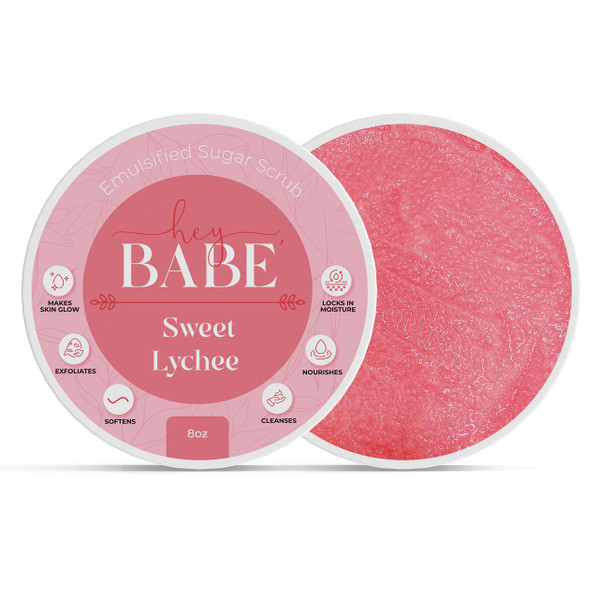 Hey, Babe Emulsified Sugar Scrub - Sweet Lychee - 8oz – Body Scrub by Midwest Sea Salt Company