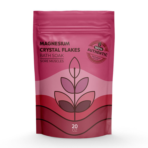 Magnesium Crystal Flakes Bath Soak - Sore Muscles - 20oz – Bath Salt Soak by Midwest Sea Salt Company