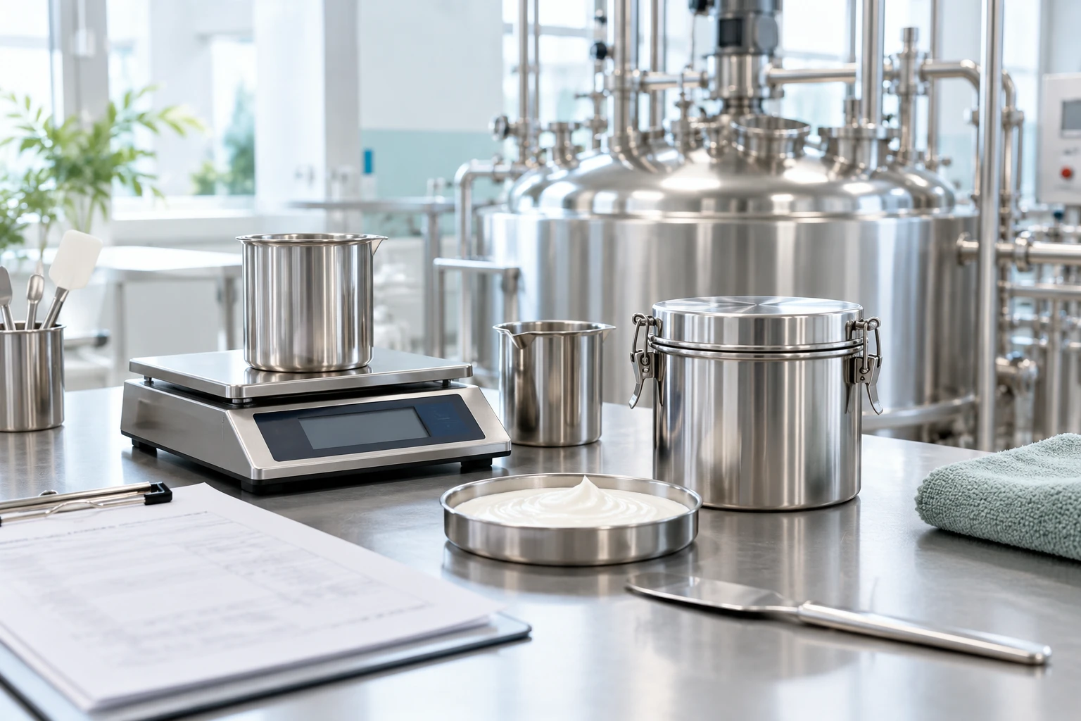 Bulk bath and body manufacturing quality station