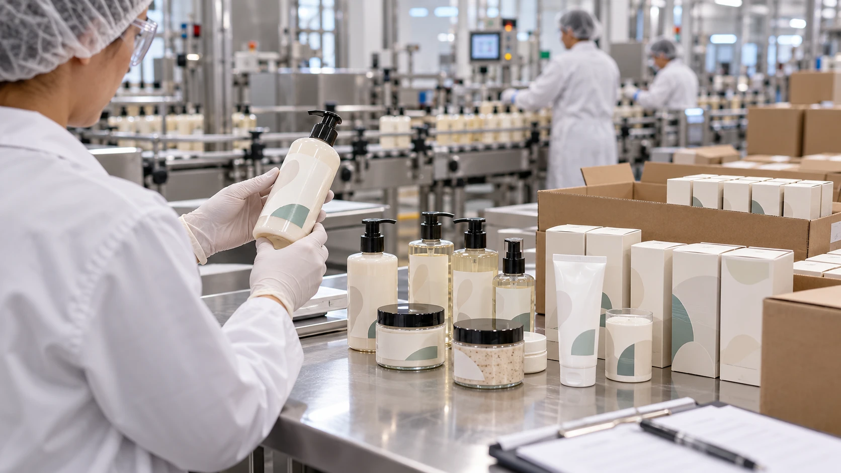 Quality review of finished bath and body products in a manufacturing facility