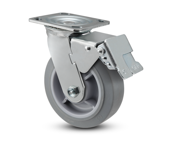 Pemco E-Line Total Lock TPR Swivel Caster 4" (300 LBS Cap) -ET4X2TPRB