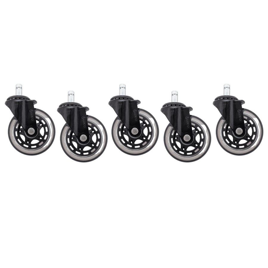 LINCO Heavy Duty Office Chair Casters 3" - Set of 5 Polyurethane Swivel Wheels (600 LBS Cap Combined)