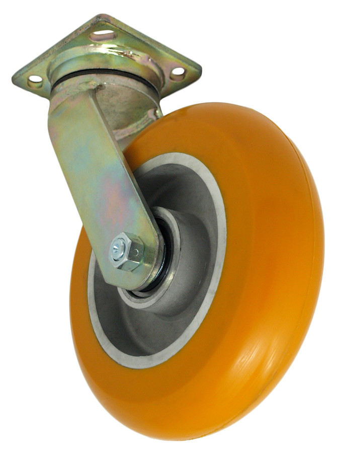 LINCO Maintenance Free Caster - Orange Polyurethane on Aluminum Swivel 8" (1200 LBS Cap)