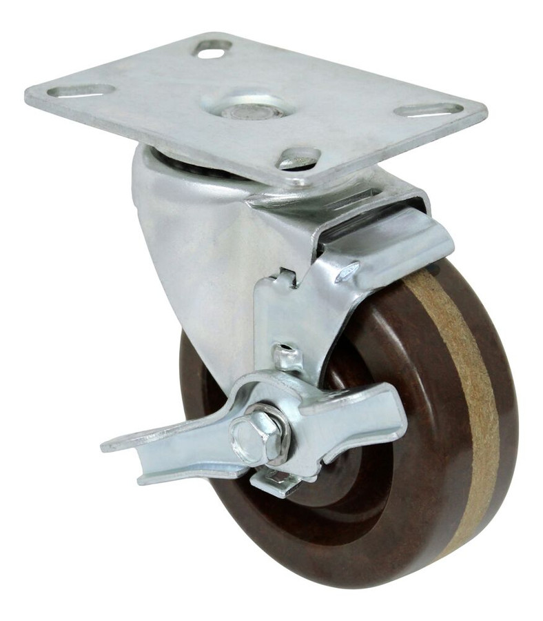 LINCO High Temp Phenolic Swivel Caster with Top Plate and Top Lock Brake 4"