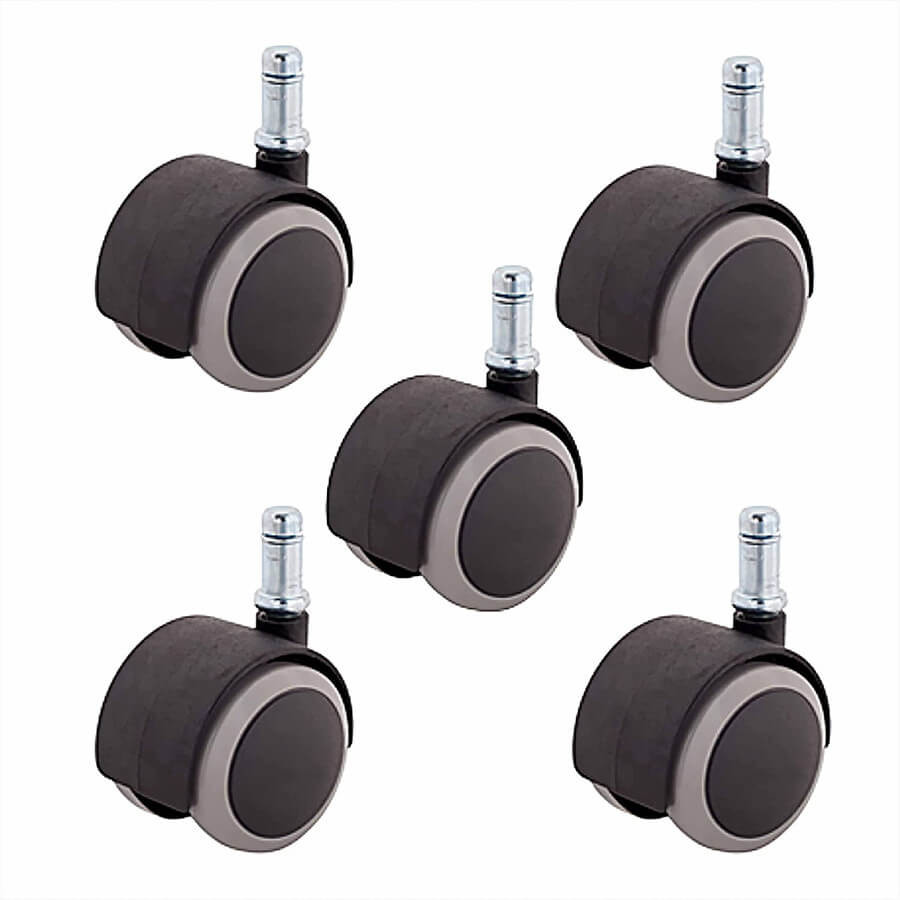 Linco 2" Heavy Duty Swivel Office Chair Caster | Set of 5 Twinwheel Office Chair Wheels | Replacement Office Chairs Casters | Total Capacity: 350 lbs