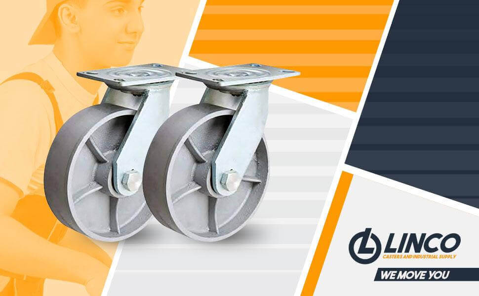 Linco 4 Heavy Duty Steel Swivel Caster Wheels | Set of 4 Wheels Cart  Swivel Casters with Cast Iron Wheels | Total Capacity: 4000 lbs