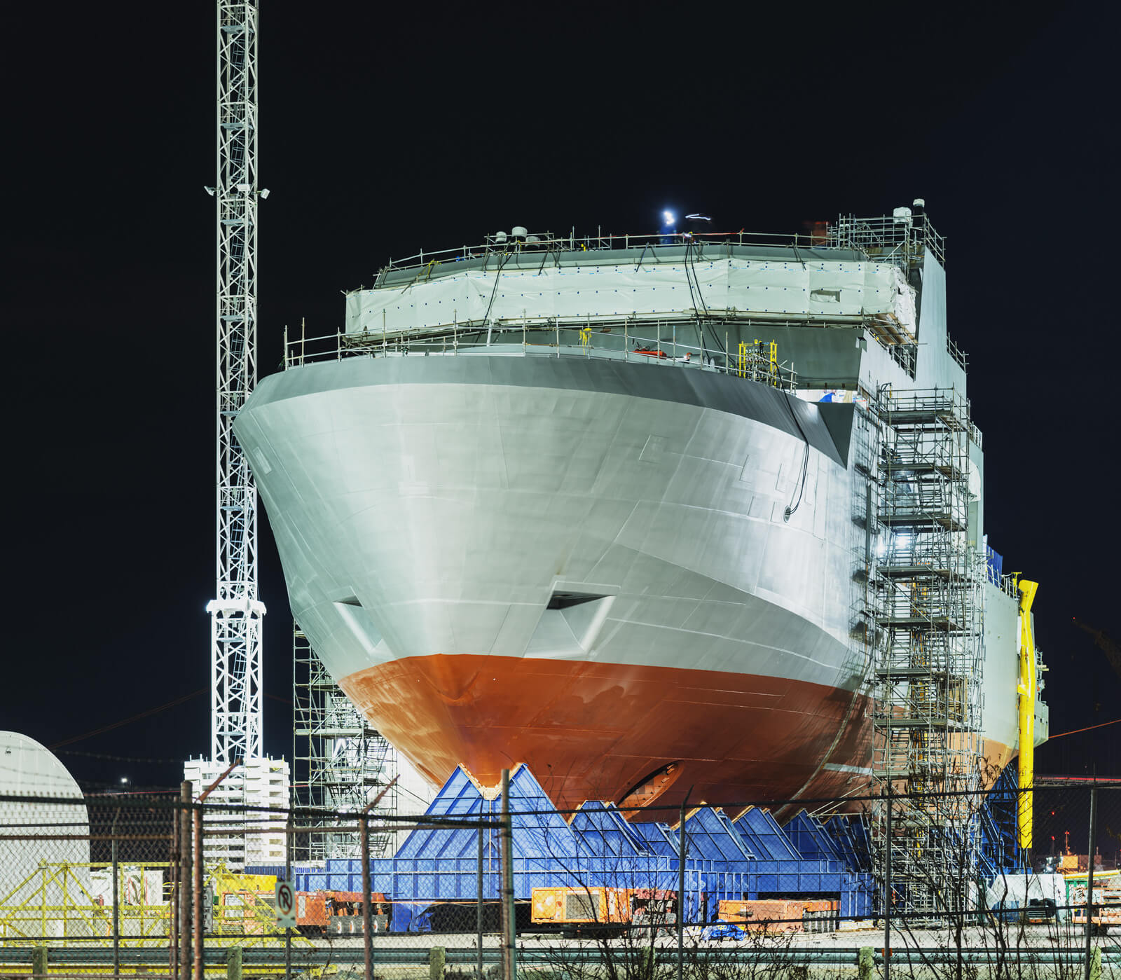 A ship being assembled