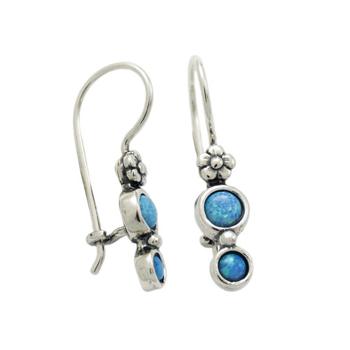 E00680 - Elegant earrings with cute flowers and Opals