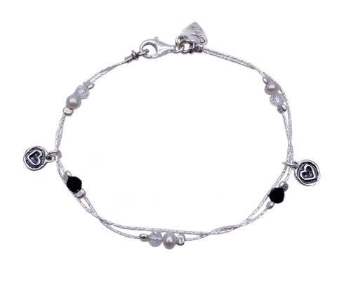 A00034 - ON - Pretty double chain anklet with Amethyst faceted beads