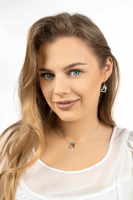 E4086 - Open heart earrings with Opal heart. 