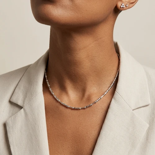N05320 - Sterling Silver Beaded Necklace