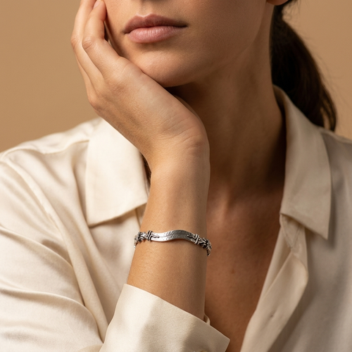 B00216 - Textured Sterling Silver Bracelet