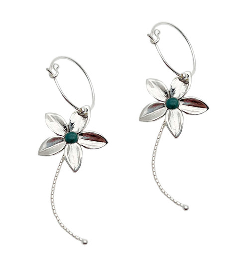 ASE124 - TU - Silver earrings hoop with large flower