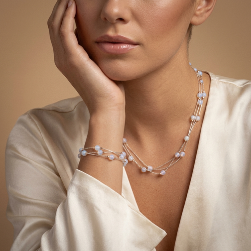 BNS18 - Light Pink Opalite Multi-Strand Bracelet