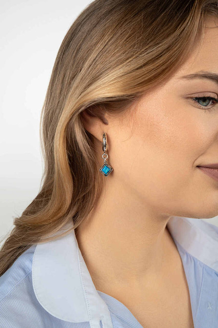 E04265 - Sterling Silver Opal Hoop Earrings
