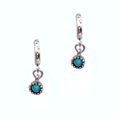 E04261 - Sterling Silver Opal Hoop Earrings