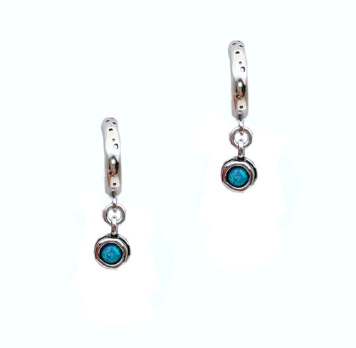 E04262 - Sterling Silver Opal Hoop Earrings
