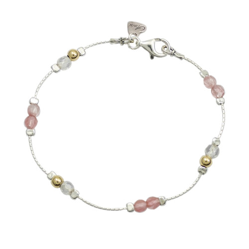 B00700 - CHQ - Delicate bracelet with Cherry Quartz and gold beads