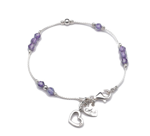 B00455 - AM - Pretty delicate bracelet with Amethyst beads