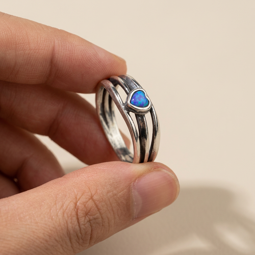 ASR501 - Aviv signature ring with Opal Love heart 