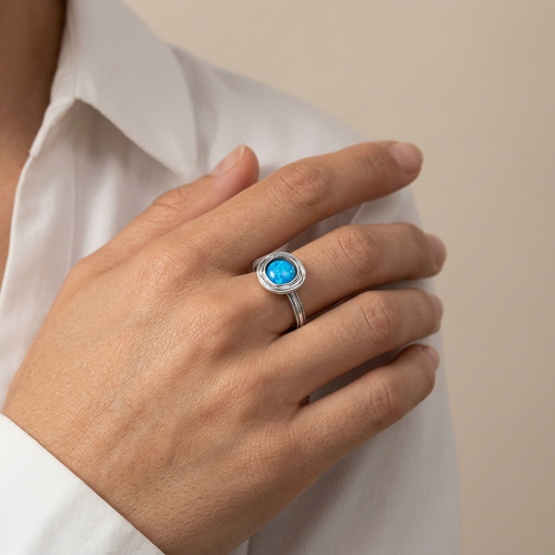 ASR762 - Silver ring with large Opal