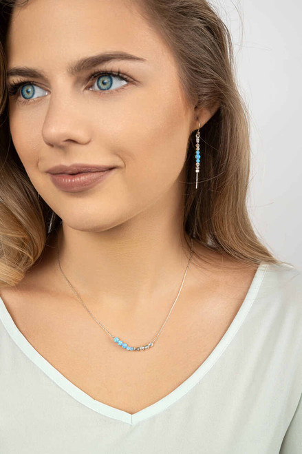 E102-OP+SI -  Pretty delicate earrings with Opal and sparkly silver beads