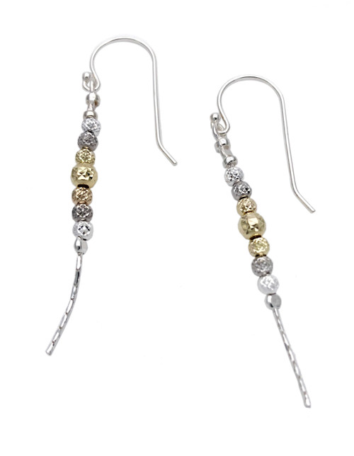 E104-SI.MIX - Pretty delicate earrings with Silver and Gold sparkly beads