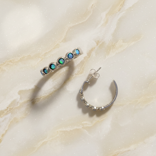 E4921A - Opal Half Hoop Earrings