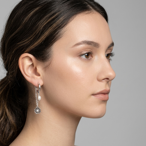E04296 - PR - Hoop Earrings with Pearl