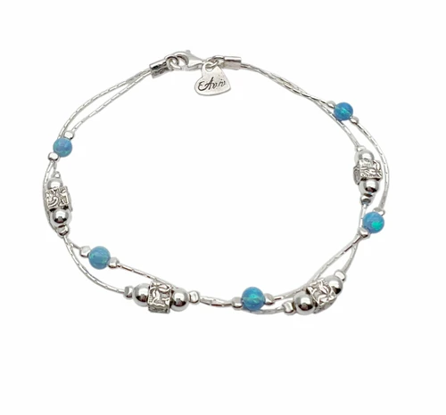 B4387 - Pretty delicate bracelet with Opal and silver beads