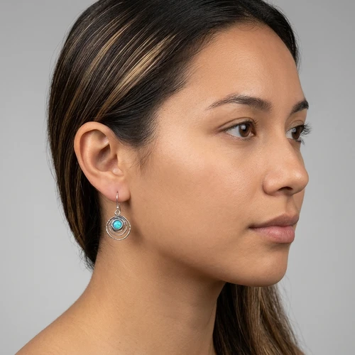 Sterling Silver Blue Opal Swirl Drop Earrings (E6400)