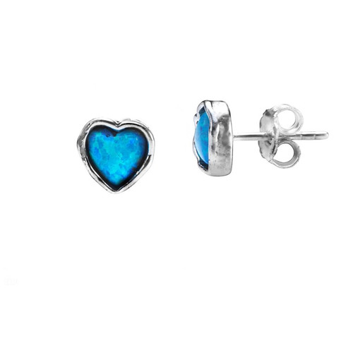 ASE115 - Large Opal heart earring studs 