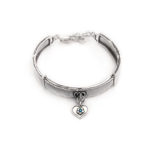 ASB187 -Classic Silver bracelet with dangle charm with opal stone