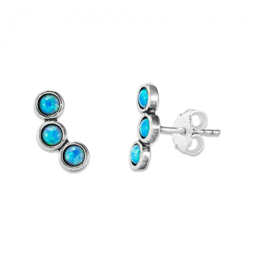 ASE0836 - Opal Trio Stud Earrings in 925 Sterling Silver.