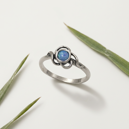 ASR0832 - 925 silver unique flower ring with Opal