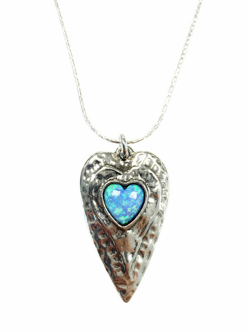 N03752 - Beautiful irregular long shape large heart with opal
