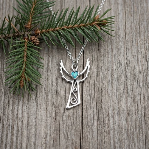 N9953  - Angel pendant with Opal heart