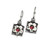 ASE072 - GR - Square drop earrings hook with daisy and little Garnet