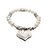 B00107 - PR - Beautiful bracelet with Silver beads, large Freshwater pearls and Haert T-Bar