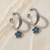E04290 - Sterling Silver Hoop Earrings with cute flower