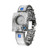 W00068 - Chunky silver watch with flower